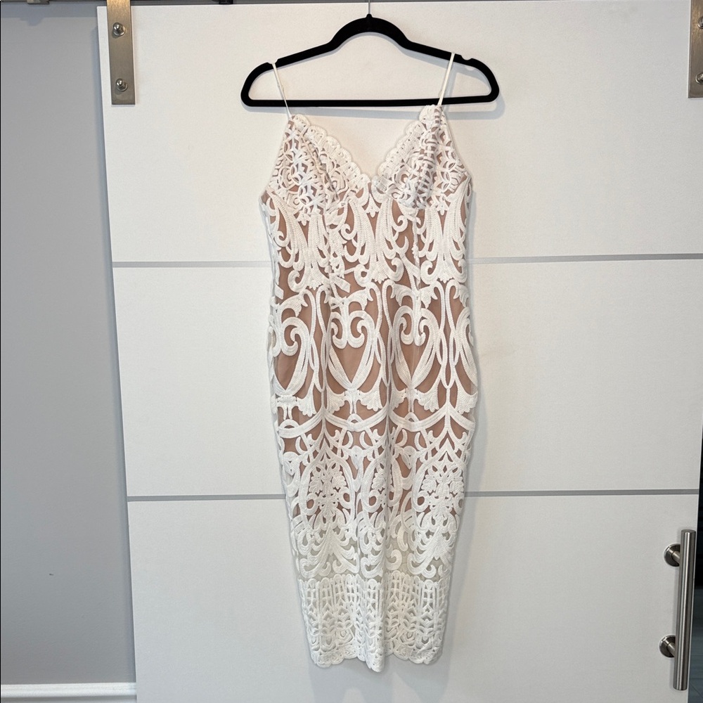 Bardot White Lace Midi Dress